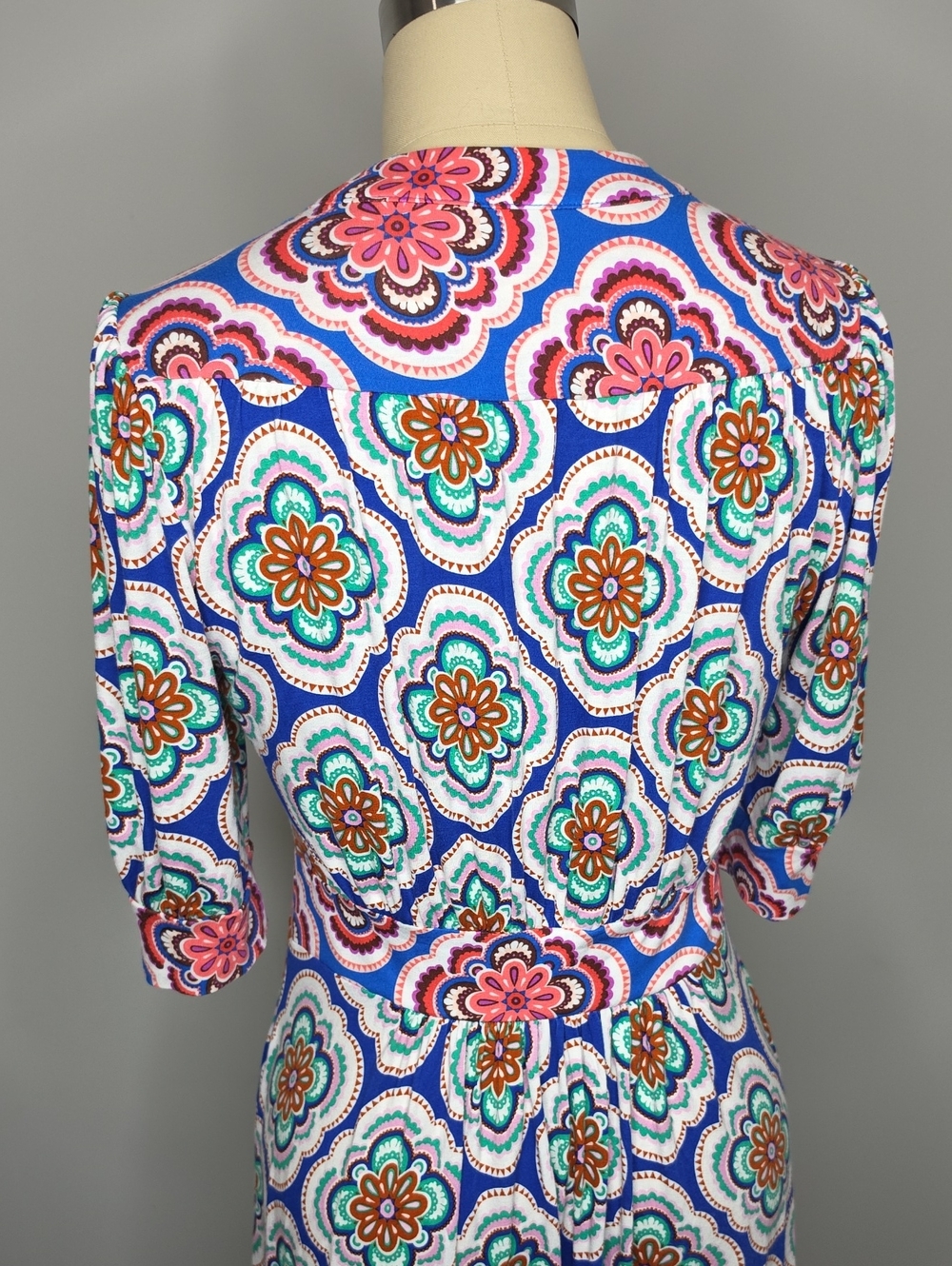 Boden Lily Jersey Midi Tea Dress Size 4 Bright Blue Botanic Blush - Picture 6 of 10